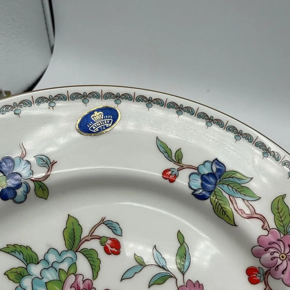 Aynsley Pembroke Bone China Round Serving Platter Bird Floral England